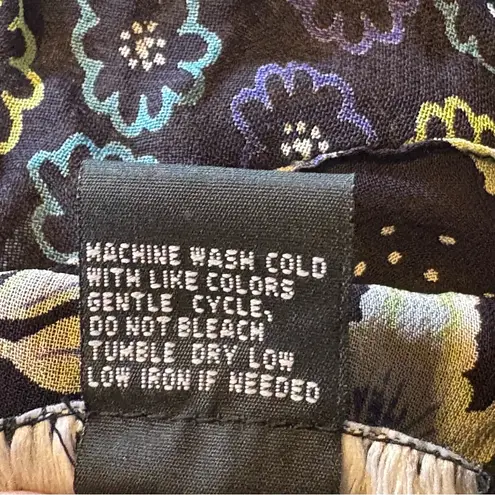 Requirements Floral Midi Skirt Sz 16 Black Swing Lined Cottagecore Boho Stretch - Image 4