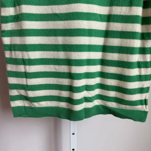 Outerknown 100% Cashmere Striped Sweater Top Green Cream Short Sleeve Womens M Size M