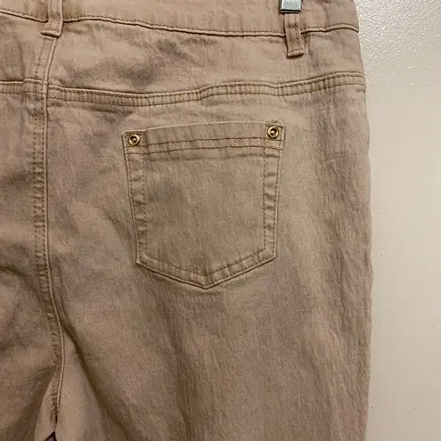 Diane Gilman DG2 Womens Beige Tan Denim Jeans Size 12T 34x32 Straight Leg