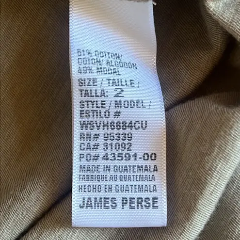 James Perse Standard Rolled Sleeve T-Shirt Dress Taupe Size 2 (M) NWT