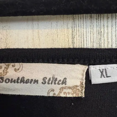 Southern Stitch Women's Long Sleeve Black T-Shirt with Gold Polka Dots XL