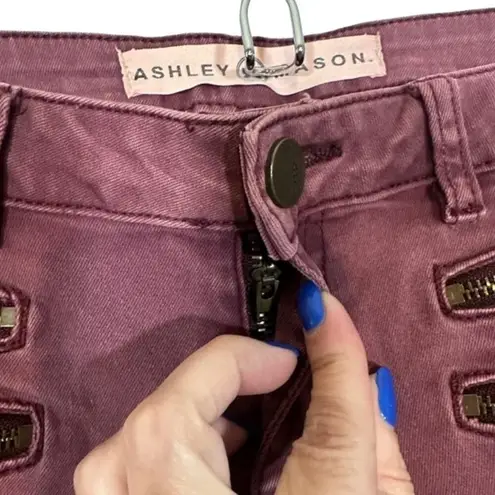 Ashley Mason Light Maroon Zipper Detail Ankle Skinny Denim Jeans Women Sz 5/27