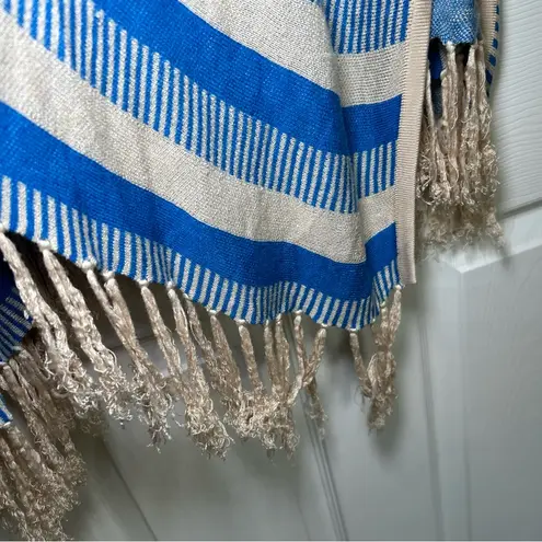 THML Blue and Cream Striped Cardigan Fringe country western boho women’s medium
