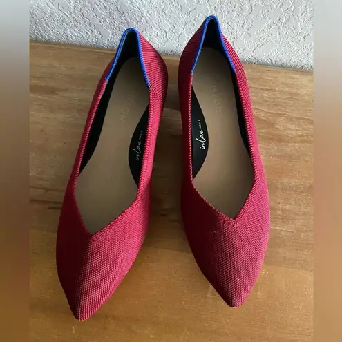 Rothy's Women The High Point Autumn RedKnit Heels Size 8 W8 Business Casual