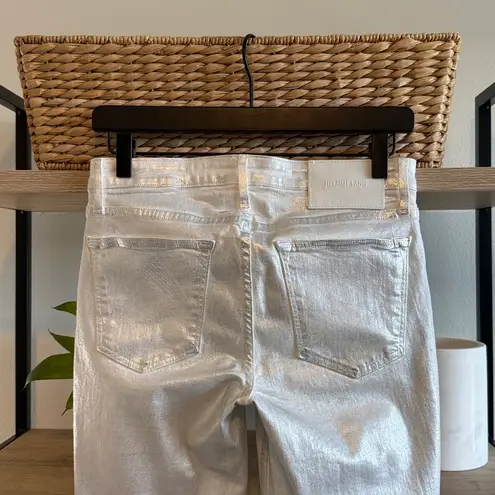 Helmut Lang Mid-Rise Metallic Glossy Coated Silver Emulsion Foil Jeans, 27