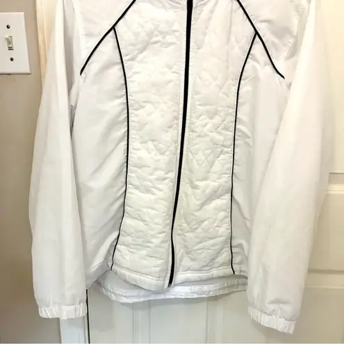 Three Hearts Windbreaker Jacket in White with Black Trim Size XL