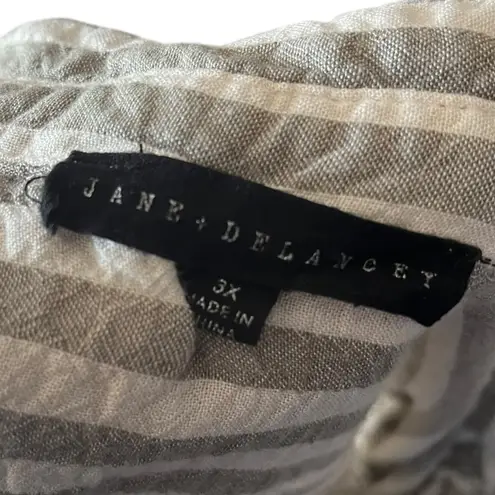 Jane + Delancey 3X Button Down Striped Shirt Long Sleeve Pocket Top Casual Gray