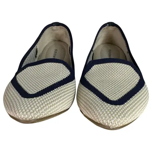 Birdies Blackbird Cream Navy Slip On Knit Loafers Size 6.5 READ DESCRIPTION