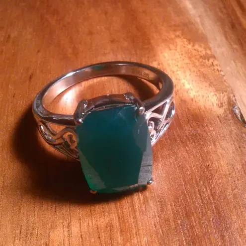 Verde Onyx Stainless Steel Solitaire Ring (Size 10)