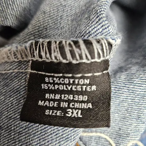 TOUCH ME Bedazzled & DISTRESSED Denim Jacket Blue Size 3X