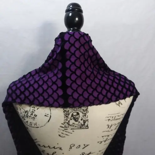 Kenneth Cole  Purple Blue Silk Rayon Mermaid Fringe Scarf