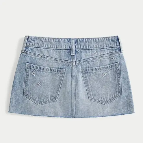 Hollister  Low-Rise Star Embroidered Denim Mini Skort NWT - Image 2