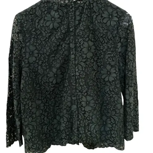 Joie  Freyda Green Mock-Neck Lace Top Blouse - Size Small / S