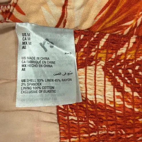 INC Womens Summer Palm Print Ruffled Crop Top With Back Zipper Size M Red Size M