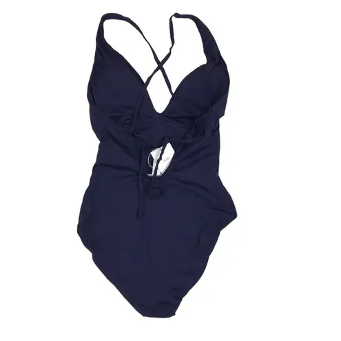 ANDIE  The Bali Lace Up 1 Pcs Swimsuit Sz S Tall Navy Retro Curvy Resort Y2K NWT