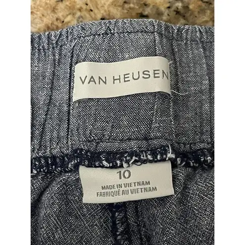 Van Heusen  Women’s Linen Blend Crop Pants Size 10 Blue – Mid Rise Straight