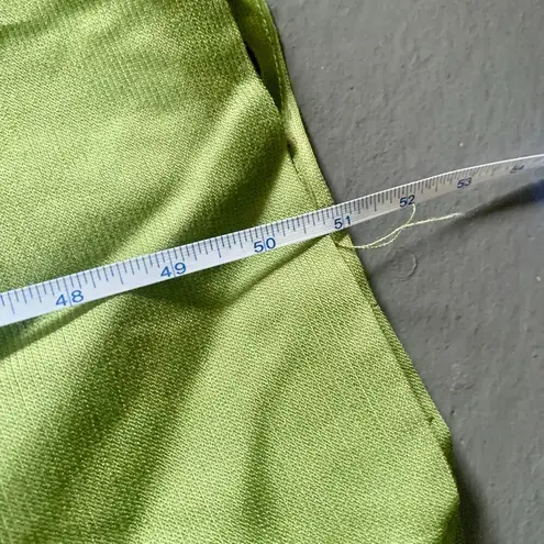 Vintage Green Maxi Dress with Satin Bow Belt 1970s Cream Lace Formal Dress