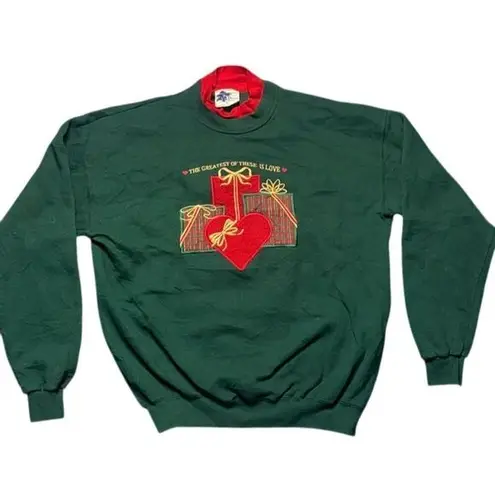 Pleasant Shade Women's XL Green Vintage 90s Granny Cottage Core Sweatshirt Size L