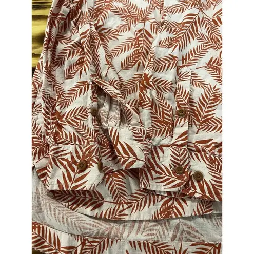 Duluth Trading Co Size Large Tunic Top Hemp Organic Cotton Pockets Button Travel Orange