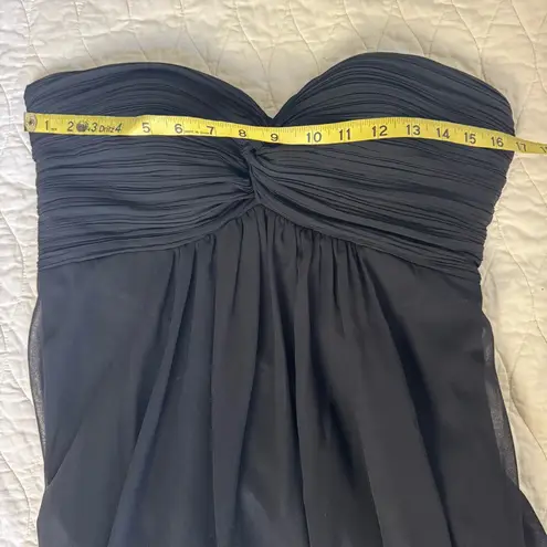 Ever Pretty Romantic Sheer Maxi Dress Gown Sz 8 Black Elegant Rouched Strapless