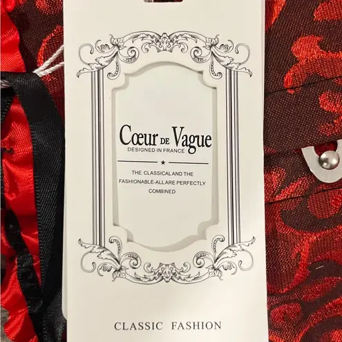 NWT Coeur de Vague Red/Black Brocade Strapless Lace Up Corset US 18/XL Red