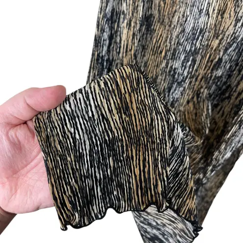 Vintage Choices Women’s Small Striped Crinkled Lettuce Hem Midi Skirt Side Slit Multiple