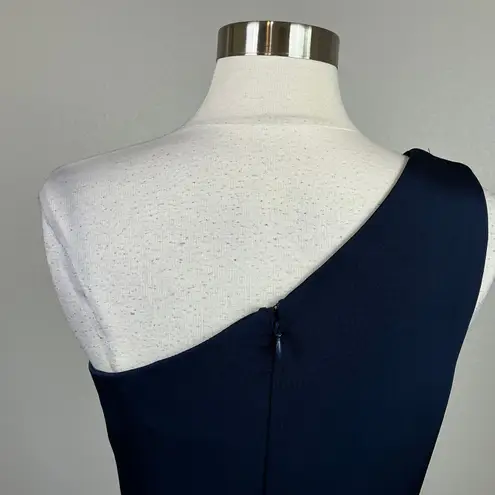 XScape One Shoulder Sleeveless Bodycon Mini Sheath Cocktail Dress Blue Size 10