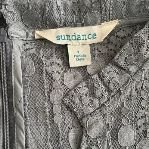 Sundance Ellery Sheer Tiered Ruffle Midi Dress, Dusty Blue, Large