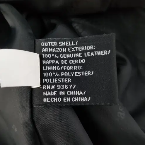 BLACK GENUINE LEATHER WOMANS TAILORED FITTED SLEEK SEXY JACKET FULL FRONT ZIP Size M