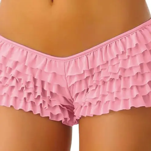 Velvet Kitten Pink Ruffled Lingerie Bloomer Boyshort with Candy Embellishments