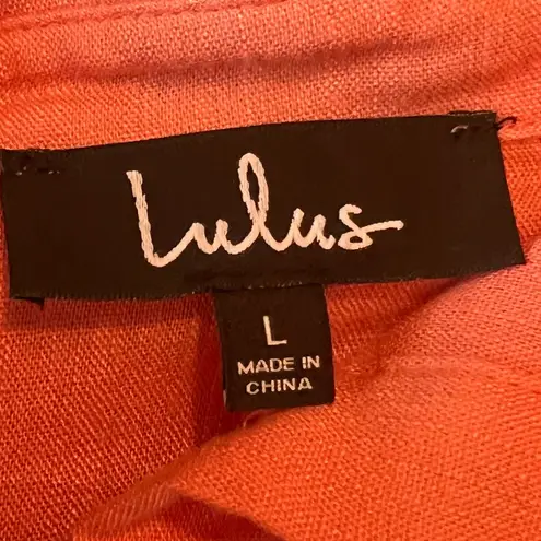 Lulus Peach NEW Crochet Lace Button Up Long Sleeve Top Boho Cottagecore Size L Pink Size L