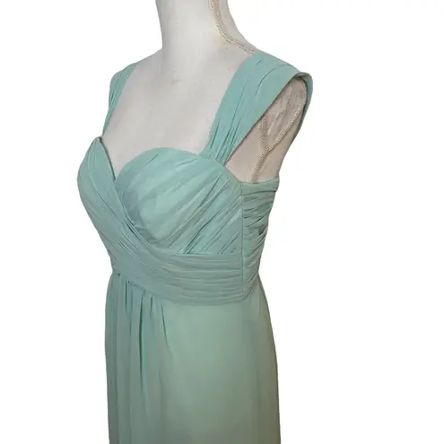 Bill Levkoff Gown Formal Maxi Bridesmaid Corset Back Draped Sleeveless Mint 6