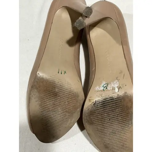 Woman’s BCNGeneration Brazen Tan Leather Peep Toe High Heel Pumps 6.5 B Brown