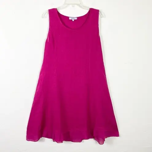 Allegra Masetti Firenze Fuchsia Pink Soft Linen Knee Length Summer Shift Dress S