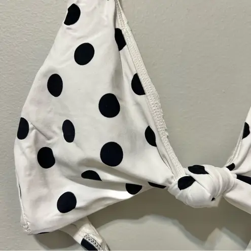 Sunn Lab Swim Knot Front Halter Bikini Top White Black Polka Dots NWOT XS