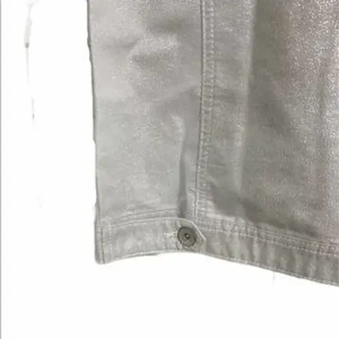 Denim & Co Denim Denim Jean Jacket Metallic Silver XS Extra Small