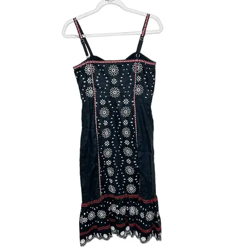 Veronica Beard NWOT Giuliana Black Beaded Embroidered Linen Floral Midi Dress
