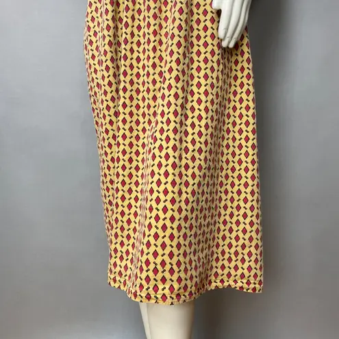 Handmade Muumuu Dress Diamond Ruffle Neckline Short Sleeve Yellow Red Women Mumu Size 2X