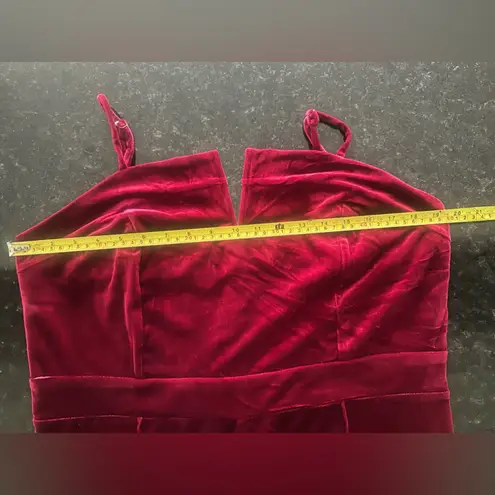 Women's Velvet Burgundy Wide Leg Front Seam Jumpsuit Sz XL Vampire Renaissance Red