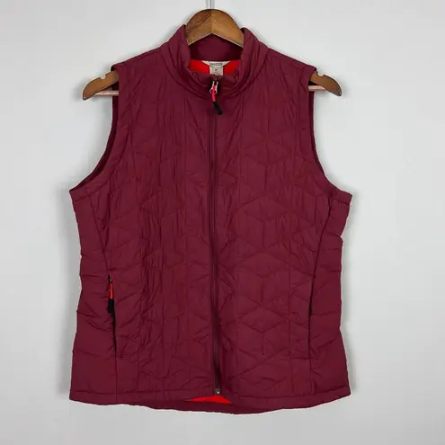 Duluth Trading Co Vest Womens Medium Maroon Agiloft Quilted Full Zip Pockets M Red