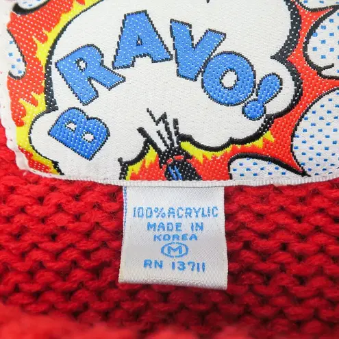 Vintage 90s Santa Claus Rudolph Red Turtleneck Sweater Size M