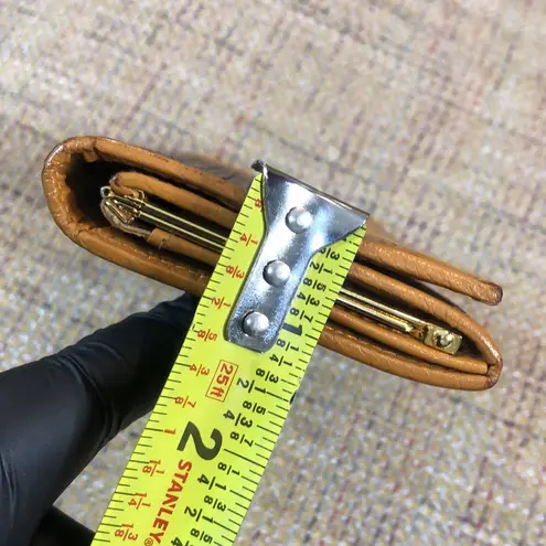 TED LAPIDUS Leather Monogramed Hinged Full Length Wallet Clutch Engraved Clasp