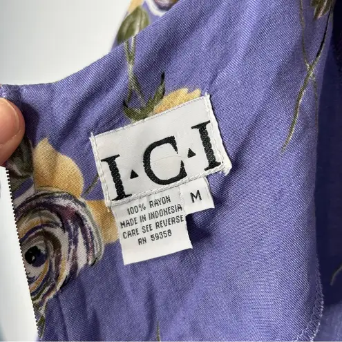 ICI Vintage Blue Floral Short Sleeve Shorts Romper Size M