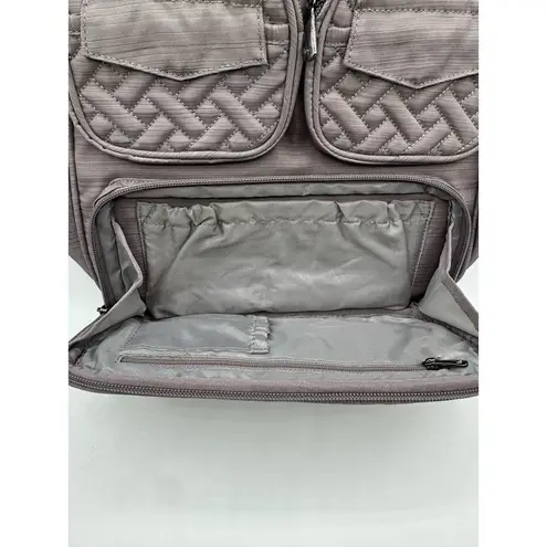 Lug Mini Puddle Jumper Quilted Crossbody Convertible Tote Brushed Pearl Grey Gray