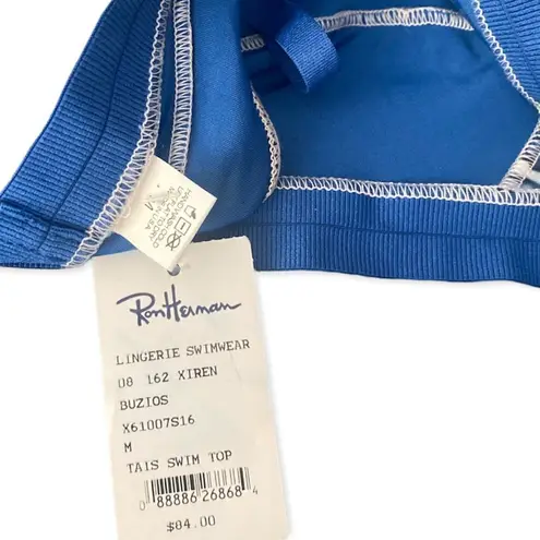 Ron Herman Tais Swim Bikini Top – Blue Snake Print & Polka Dot, Size M, NWT Size M