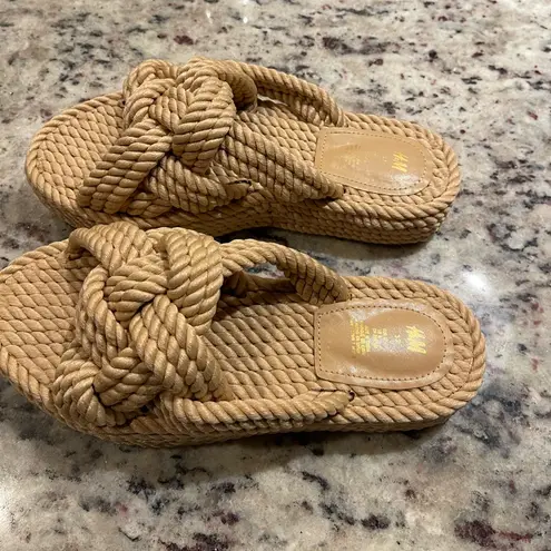 H&M  Beige Braided Sandals Size 37 NWOT Bohemian Boho Chic Beach