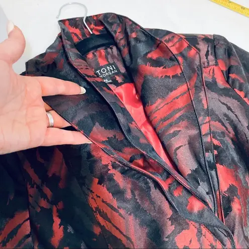 Red Black striped silky cropped blazer, size PS