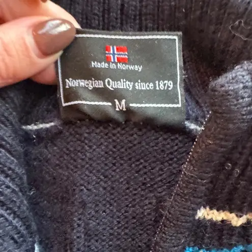 Dale of Norway Wool Full Zip Nordic Knit Sweater Women's M Fair Isle Ski Lodge Black Size M