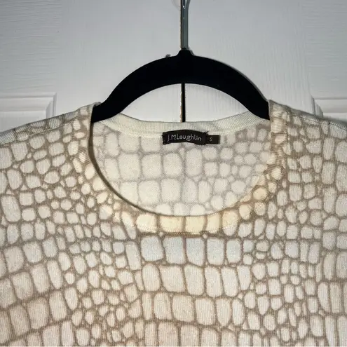 J. McLaughlin Lenny Crocidilla Crocodile Animal Print Sweater Size Small Cream