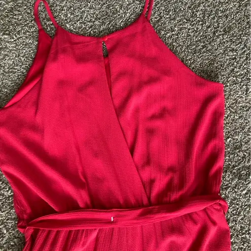 Sweet Storm Red Halter Jumpsuit with Relaxed Fit